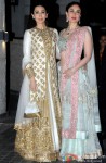 Karisma Kapoor and Kareena Kapoor Khan during the Soha Ali Khan - Kunal Khemmu's Wedding Party & Reception