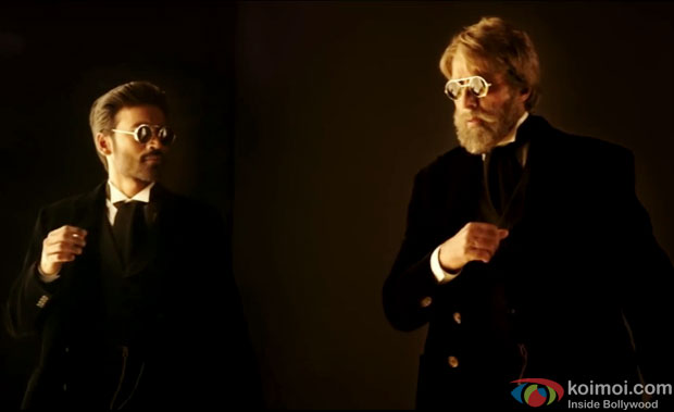 Dhanush and Amitabh Bachchan in a still from movie 'Shamitabh'