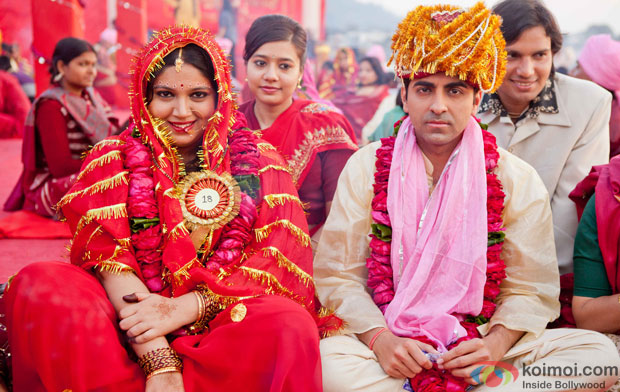 Bhumi Pednekar and Ayushmann Khurrana in a still from movie 'Dum Laga Ke Haisha'