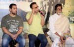 Aamir Khan, Vidhu Vinod Chopra and Amitabh Bachchan during the traier launch of 'Broken Horses' Pic 1