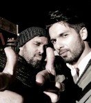 Bosco and Shahid Kapoor on the sets of Shaandaar
