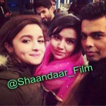 Alia Bhatt, Karan Johar and Shahid Kapoor on the sets of Shaandaar