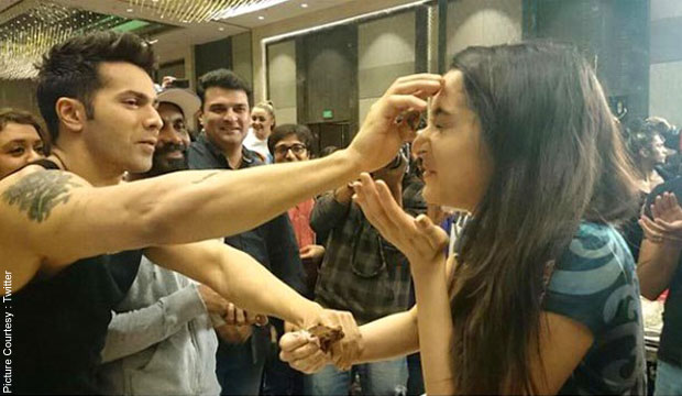 Varun Dhawan,Remo D’Souza and Sidharth Roy Kapur Celebrating Shraddha Kapoor’s Birthday On ABCD 2 Sets
