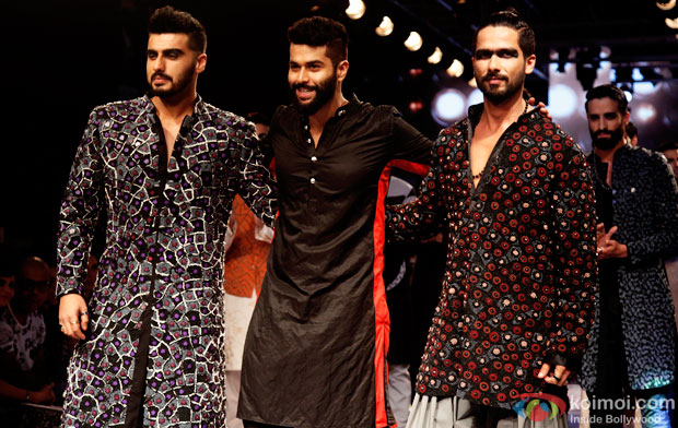 Arjun Kapoor, Kunal Rawal and Shahid Kapoor at Lakme Fashion Week 2015
