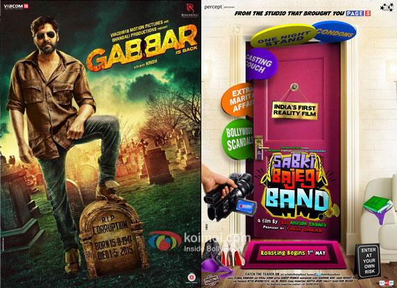 Gabbar Is Back and Sabki Bajegi Band movie posters