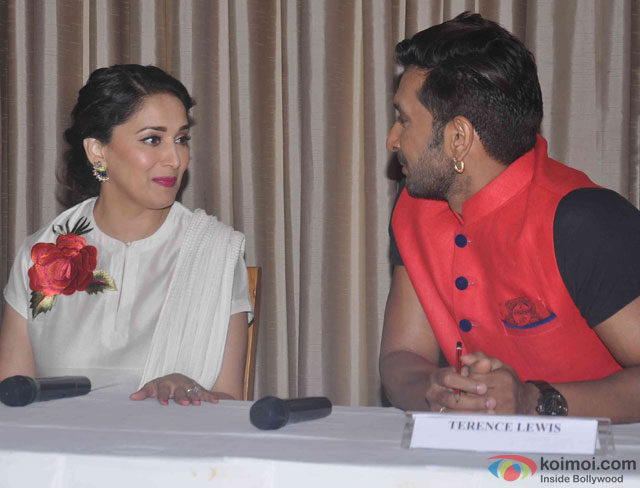 Madhuri Dixit Nene and Terence Lewis during the lauch of Jugnee Dance Festival