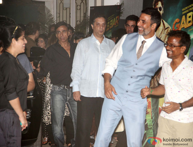Akshay Kumar and AR Murugadoss at special screening of movie 'Gabbar Is Back'