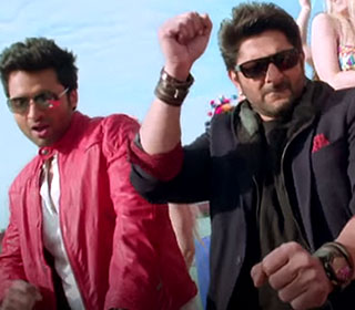 Jackky Bhagnani and Arshad Warsi in a 'Boat Ma Kukdookoo' song still from movie 'Welcome To Karachi'