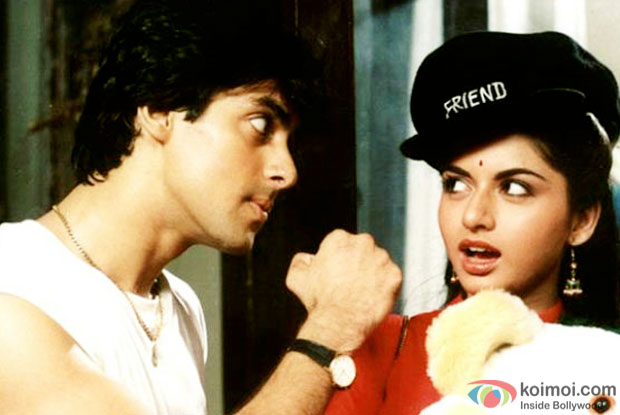 Salman Khan and Bhagyashree in a still from movie 'Maine Pyar Kiya'