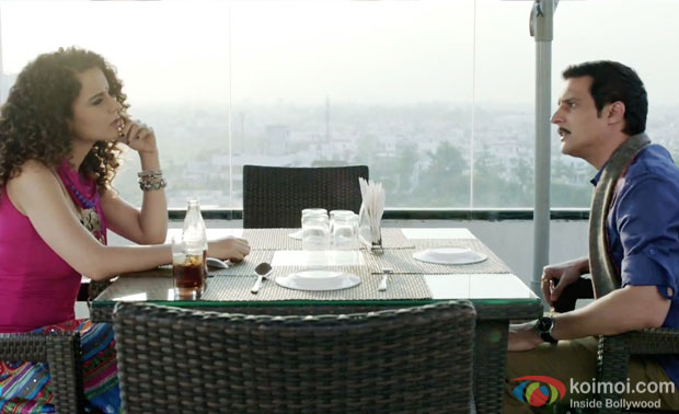 Kangana Ranaut and Jimmy Shergill in a still from movie 'Tanu Weds Manu Returns'