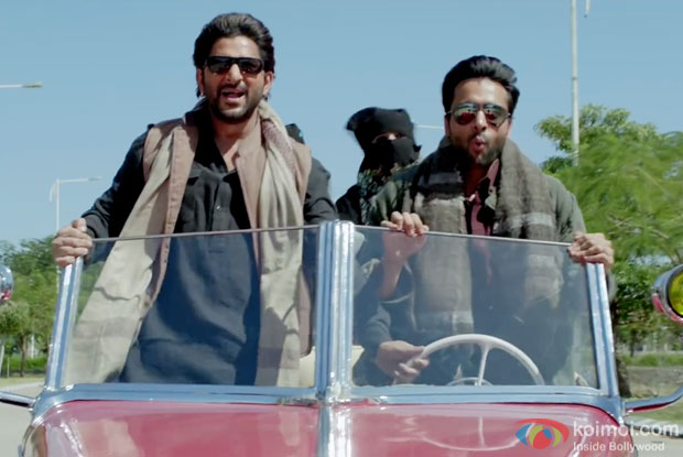 Arshad Warsi and Jackky Bhagnani in a still from movie 'Welcome To Karachi'