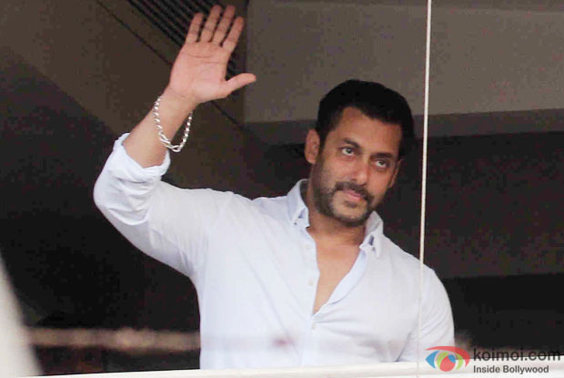 Salman Khan at his residence Galaxy Apartment Salman Khan at his residence Galaxy Apartment