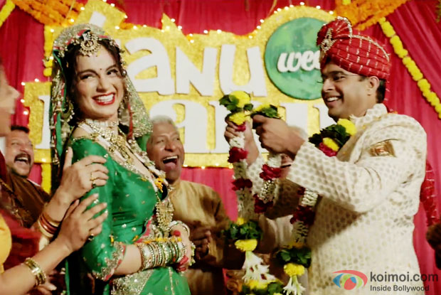 Kangna Ranaut and R. Madhavan in a still from movie 'Tanu Weds Manu Returns'