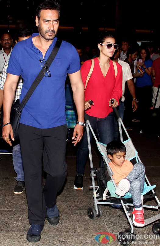 Ajay Devgn & Kajol Snapped With Yug On Their London Return Ajay Devgn & Kajol Snapped With Yug On Their London Return