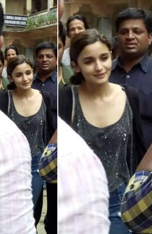 Alia Bhatt spotted on the sets of upcoming movie Kapoor & Sons.