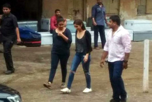 Alia Bhatt spotted on the sets of upcoming movie Kapoor & Sons.