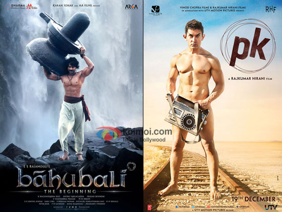 Bahubali and PK movie posters Bahubali and PK movie posters