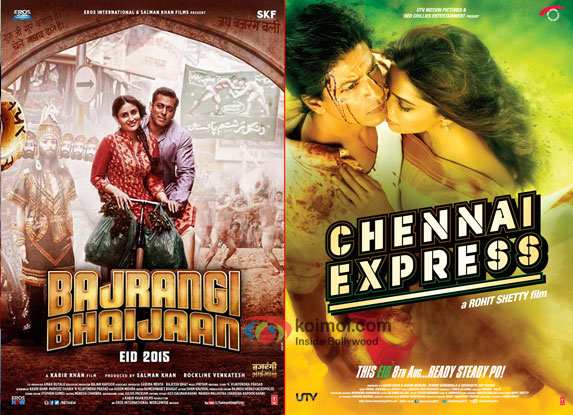 Bajrangi Bhaijaan and Chennai Express movie posters Bajrangi Bhaijaan and Chennai Express movie posters