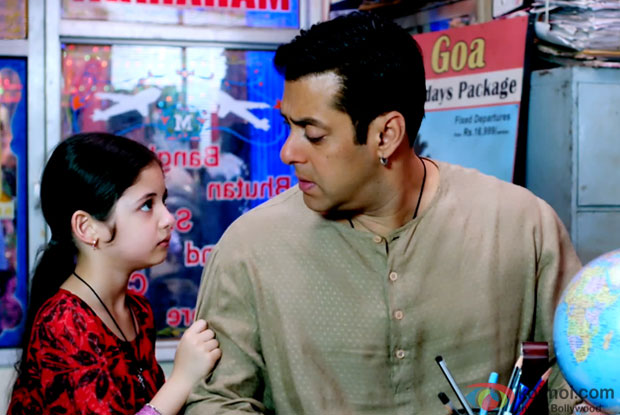 Harshaali Malhotra and Salman Khan in a still from movie 'Bajrangi Bhaijaan' Harshaali Malhotra and Salman Khan in a still from movie 'Bajrangi Bhaijaan'