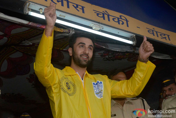 Ranbir Kapoor during an event organised to facilitate Mumbai Traffic Police and acknowledging their service in Mumbai.