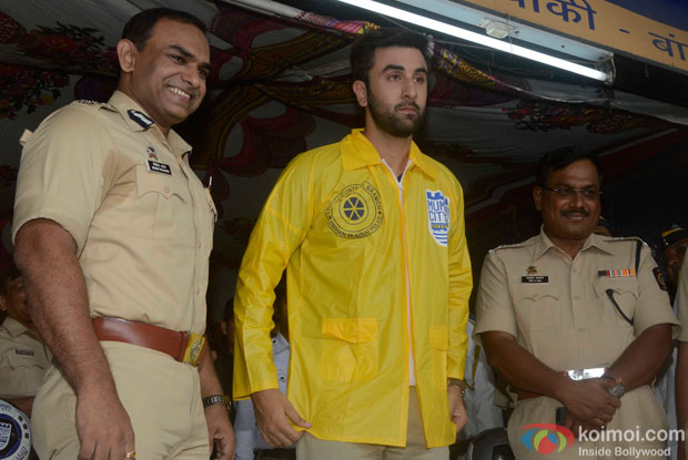 Ranbir Kapoor during an event organised to facilitate Mumbai Traffic Police and acknowledging their service in Mumbai.