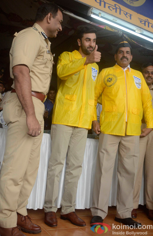 Ranbir Kapoor during an event organised to facilitate Mumbai Traffic Police and acknowledging their service in Mumbai.
