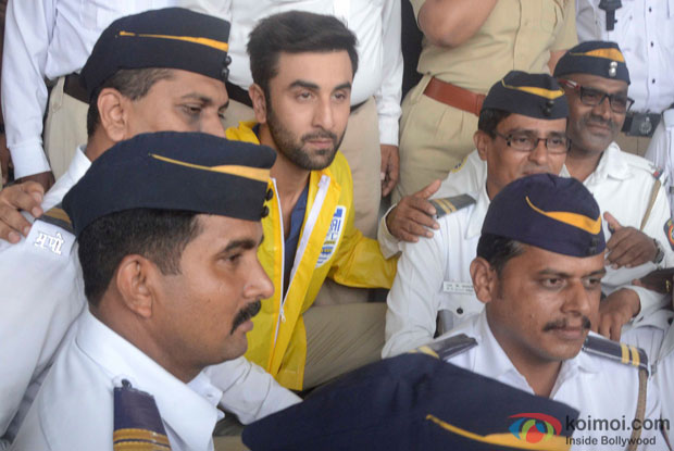 Ranbir Kapoor during an event organised to facilitate Mumbai Traffic Police and acknowledging their service in Mumbai.