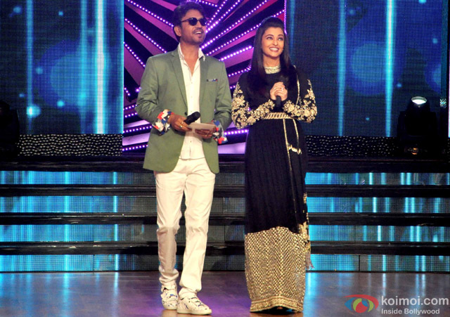 Irrfan Khan and Aishwarya Rai Bachchan during the promotion of movie 'Jazbaa' on the sets of 'Dance India Dance'