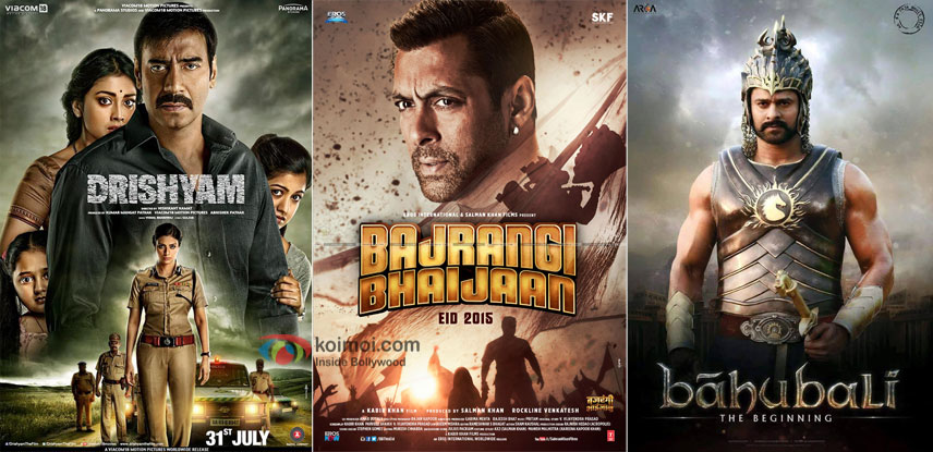 Drishyam, Bajrangi Bhaijaan and Bahubali movie posters