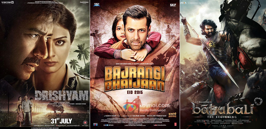 Drishyam, Bajrangi Bhaijaan and Bahubali movie posters