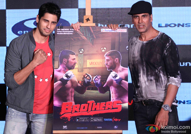 Sidharth Malhotra and Akshay Kumar during the game launch 'Brothers: Clash of Fighters'