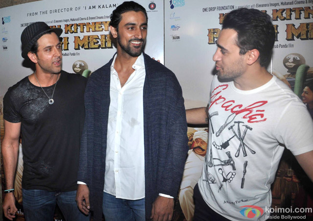 Hrithik Roshan, Kunal Kapoor and Imran Khan during the screening of movie 'Kaun Kitney Paani Mein'