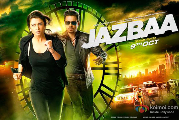 Aishwarya Rai Bachchan and Irrfan Khan in a JAZBAA movie poster