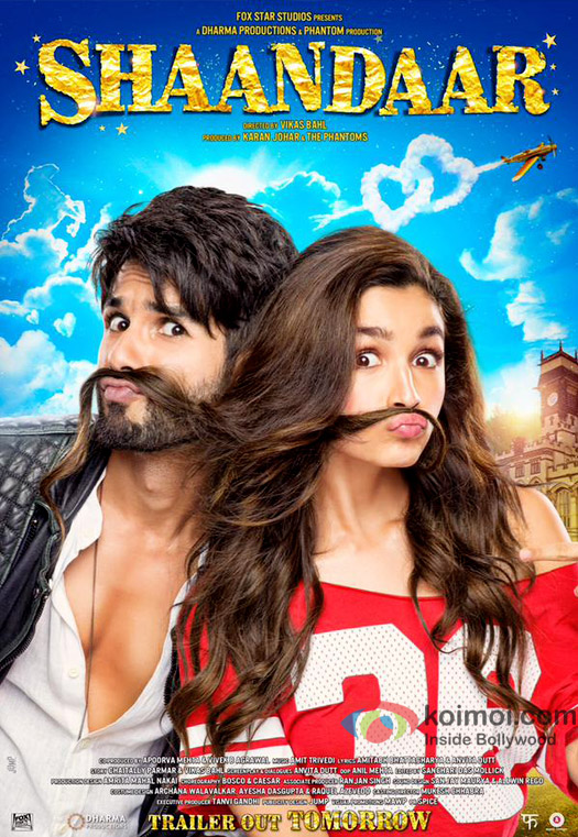 Shahid Kapoor and Alia Bhatt in a still from 'Shaandaar' movie poster