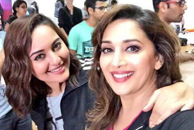 Sonakshi Sinha with Madhuri Dixit in San Francisco Sonakshi Sinha with Madhuri Dixit in San Francisco