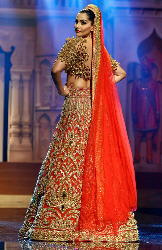 Sonam Kapoor walks the ramp during the BMW Indian Bridal Fashion Week 2015