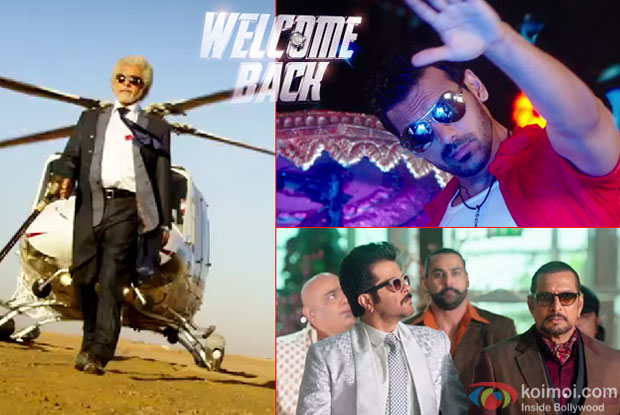 Naseeruddin Shah, John Abraham, Anil Kapoor and Nana Patekar in a still from movie 'Welcome Back' 