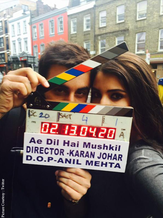 Ranbir Kapoor and Anushka Sharma on the sets of movie 'Ae Dil Hai Mushkil'