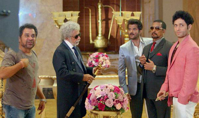 Anees Bazmee, Naseeruddin Shah, Anil Kapoor, Nana Patekar and Shiney Ahuja on the sets of movie 'Welcome Back'