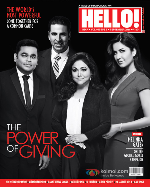 A. R. Rahman, Akshay Kumar, Tina Ambani and Katrina kaif on Hello Magazine Cover