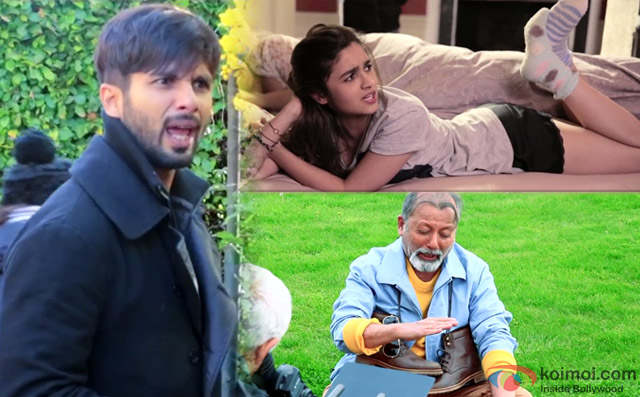 Shahid Kapoor, Alia Bhatt and Pankaj Kapur on the sets of movie 'Shaandaar'