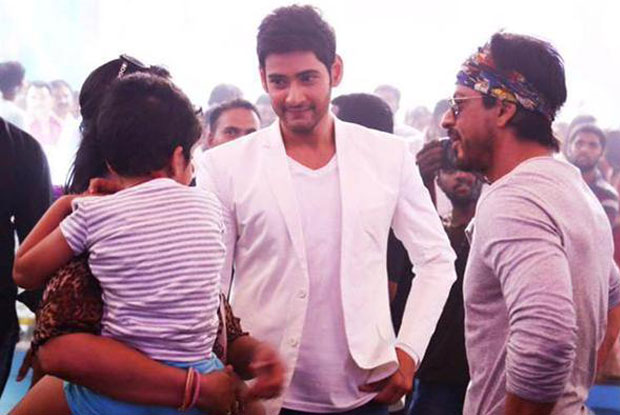 Shah Rukh Khan, Mahesh Babu, Namrata Shirodkar and their daughter Sitara at the Ramoji Film City