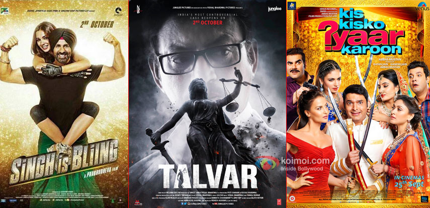 Singh Is Bliing, Talvar and Kis Kisko Pyaar Karoon movie posters
