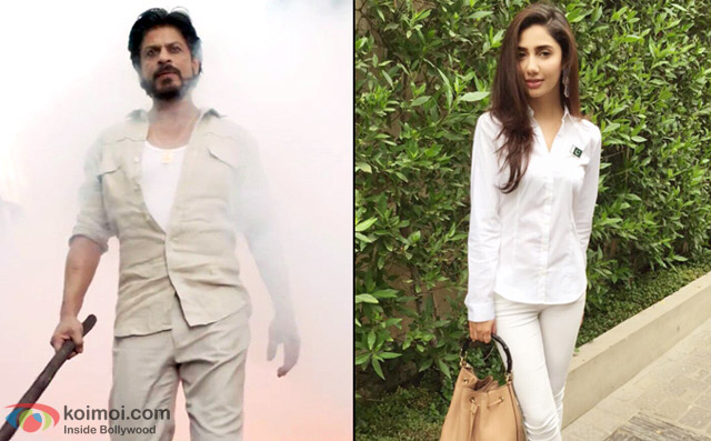 Shah Rukh Khan in a still from movie 'Raees' and Mahira Khan