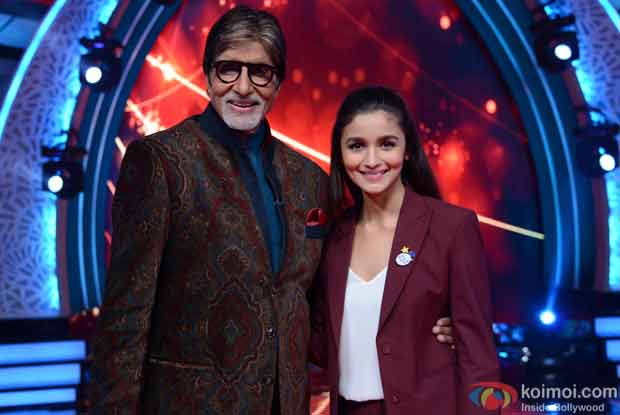 Amitabh bachchan and Alia Bhatt during the first look launch of Aaj Ki Raat Hai Zindagi