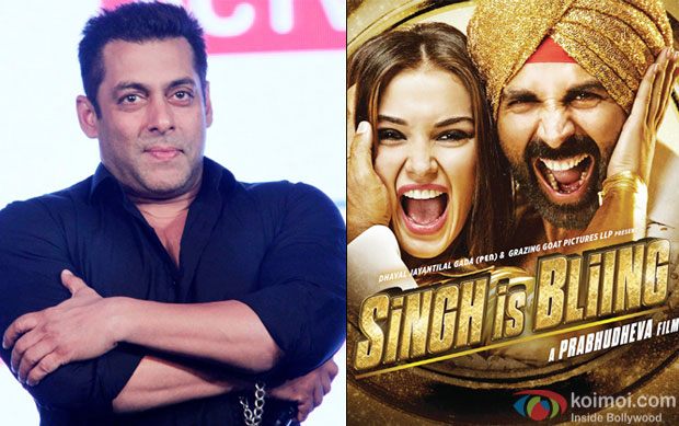 Salman Khan and 'Singh Is Bliing' movie poster