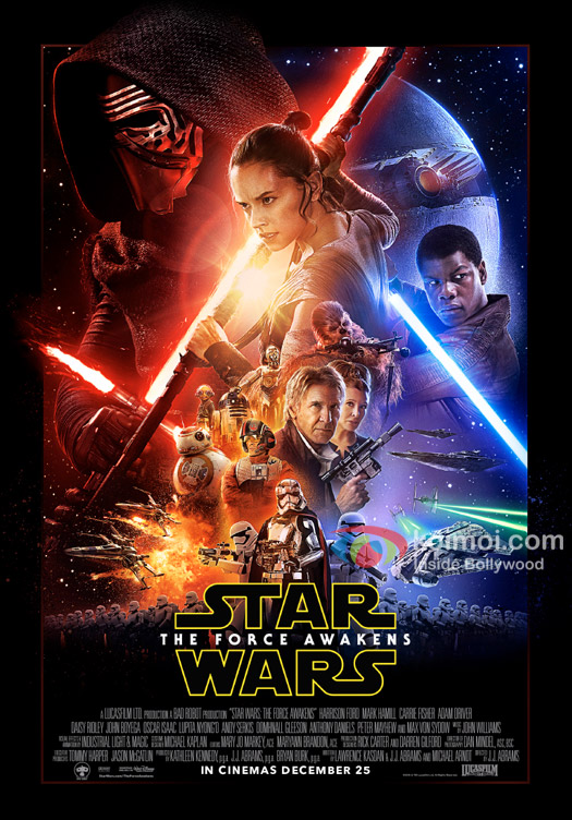 Harrison Ford, Daisy Ridley, Carrie Fisher, Mark Hamill, Oscar Isaac, John Boyega, Adam Driver and Lupita Nyong'o starrer 'Star Wars: The Force Awakens' movie poster