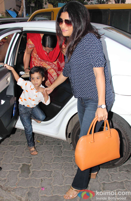 Son Haroon and Konkona Sen during Aaradhya Bachchan's birthday celebrations