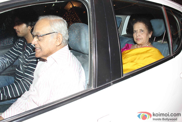 Aishwarya Rai Bachchan's Brother Aditya Rai, Mother Brindya Rai and Father Krishnaraj Rai during Aaradhya Bachchan's birthday celebrations