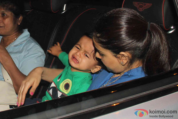 Son Riaan Deshmukh and Genelia D'Souza during Aaradhya Bachchan's birthday celebrations